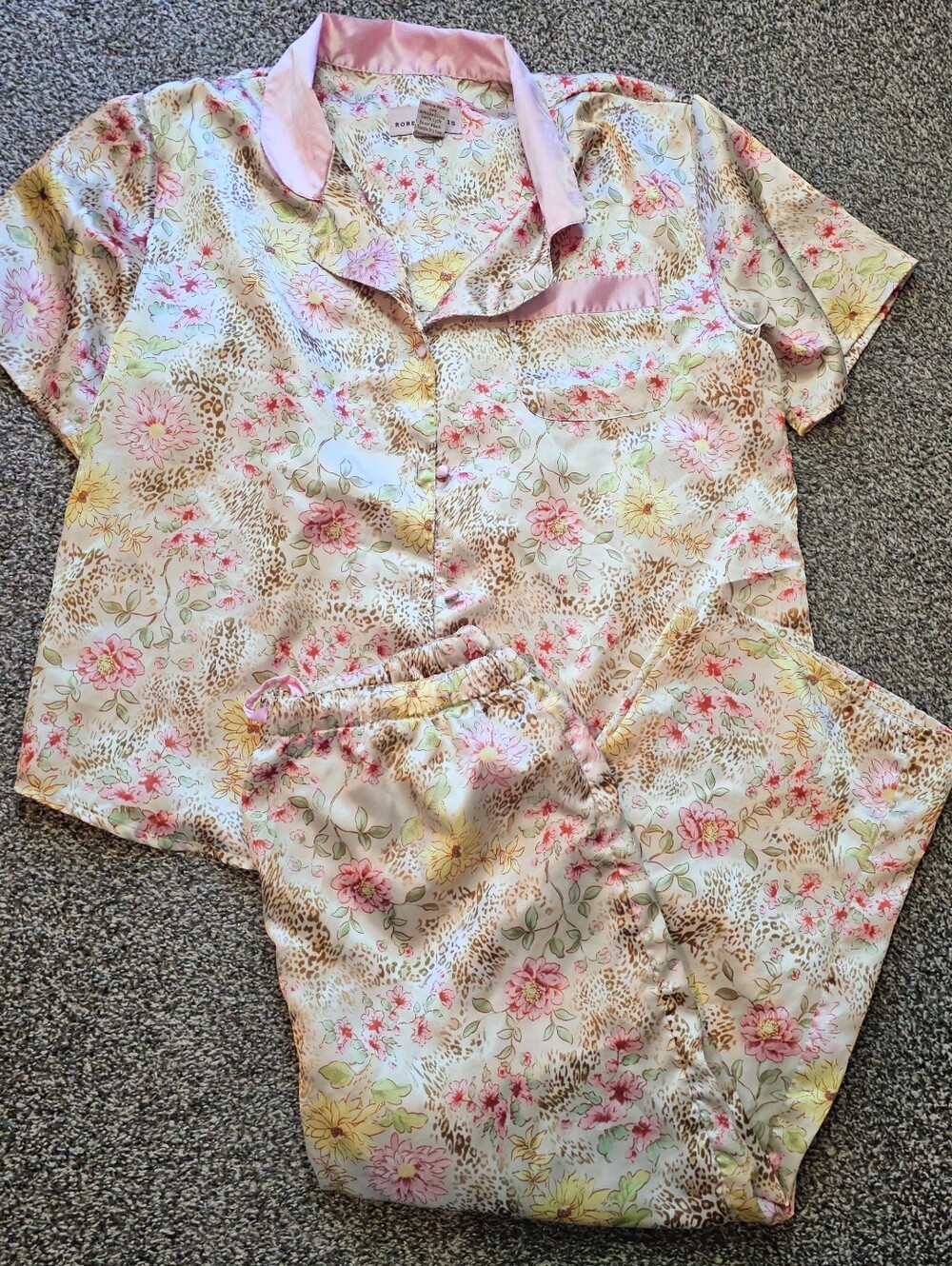Vintage Robert Louis Floral Animal Print Pajama Set sz Large